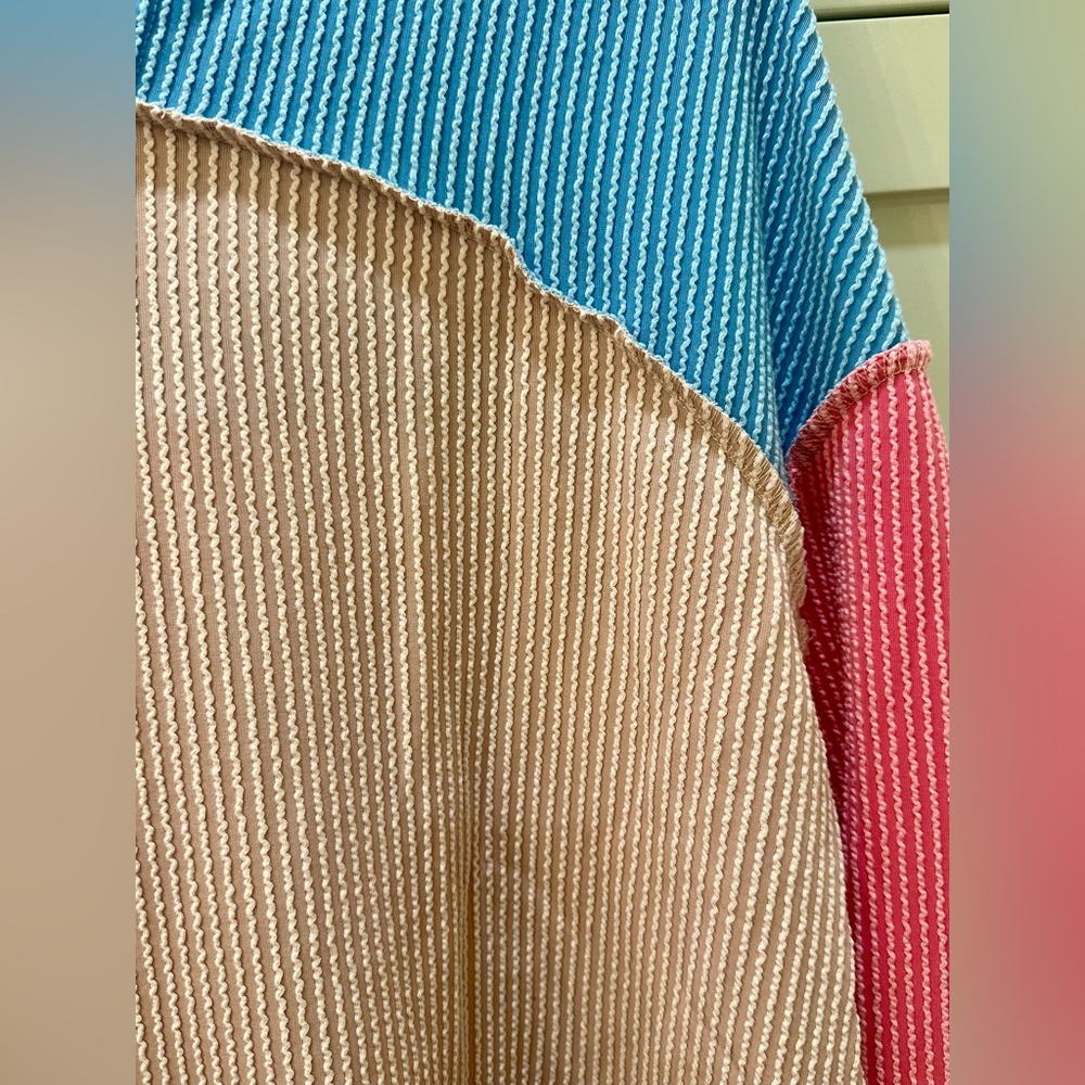 Colorblock Hoodie with Pink and Blue - Picture 5 of 10